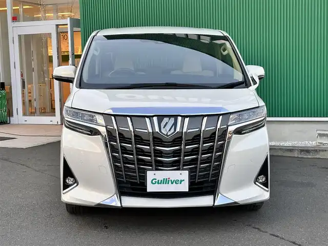 トヨタ アルファード X 宮城県 2018(平30)年 7.3万km ラグジュアリーホワイトパールクリスタルシャインガラスフレーク パワースライドドア（運転席側）/デジタルインナーミラー/ブラインドスポットモニター/スペアタイヤ/＝＝＝/セーフティセンス/・プリクラッシュセーフティ/・レーントレーシングアシスト/・オートマチックハイビーム/・レーダークルーズコントロール（全車速追従機能付）/・ロードサインアシスト/インテリジェントクリアランスソナー/アルパイン10.1インチフリップダウンモニター（RSH10S-L）/アルパイン9インチナビ（X9Z）/・CD/DVD/・Bluetooth/・フルセグTV/バックカメラ/ビルトインETC/ドライブレコーダー/パワースライドドア/革巻きステアリング/ステアリングスイッチ/電動パーキングブレーキ/ブレーキホールド/2眼LEDヘッドランプ/フォグランプ/オートライト/スマートキー＆プッシュスタート/電動格納ミラー/純正17インチAW/純正フロアマット/W/サイド/カーテンエアバッグ