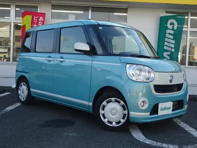 ダイハツ ムーヴ キャンバス G ホワイトアクセント リミテッド SAⅢ 静岡県 2019(令1)年 1万km ファインミントメタリック ワンオーナー/禁煙車/距離1万キロ/スマートアシストIII/・衝突回避支援ブレーキ機能　/・衝突警報機能（対車両/歩行者）/・車線逸脱警報機能　/・先行車発進お知らせ機能/・誤発進抑制制御機能（前方/後方）/・オートマチックハイビーム/純正ナビ：NSZN-W69D/(CD/DVD/BT/フルセグTV/AM/FM/Memory Music/ドライブレコーダー)/ナビ連携純正ドライブレコーダー/オート機能付き電動格納ミラー/LEDヘッドライト/純正フロアマット/両側パワースライドドア/パノラマモニター（全方位モニター）/保証書　取扱説明書　スペアキー