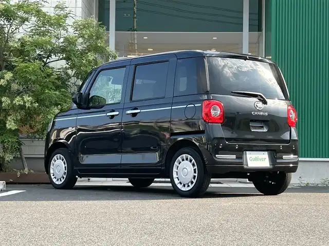 ダイハツ ムーヴ キャンバス セオリー X 岡山県 2023(令5)年 3.5万km ブラックマイカメタリック 純正9インチディスプレイオーディオ/フルセグTV、Bluetooth、AM、FM/AppleCarplay、AndroidAuto/バックカメラ/ETC/両側パワースライドドア/オートライト/スマートアシスト/スマートキー/プッシュスタート