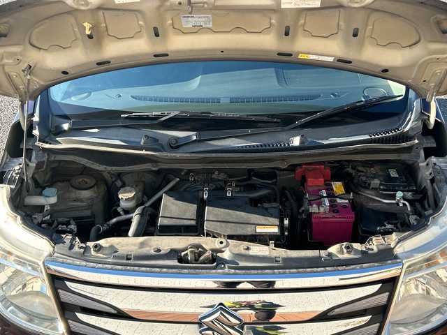 スズキ ワゴンＲ FZ 茨城県 2014(平26)年 9.3万km ミステリアスバイオレットパール 社外ナビ　/衝突軽減システム　/アイドリングストップ　/シートヒーター　/プッシュスタート/スペアキー　/電動格納ミラー　/横滑り防止装置　/盗難防止装置　/パワーウィンドウ　/パワーステアリング　/ドアバイザー　/社外フロアマット