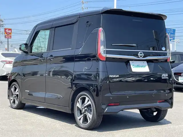 日産 ルークス HWS Gターボ プロパイロットED 岡山県 2021(令3)年 4.4万km ブラック 登録時走行距離43439km/純正９インチナビ/プロパイロット/全方位カメラ/フルセグTV(AM.FM.CD.DVD.TV.BT)/両側パワースライドドア/ハンズフリーオートスライドドア/ETC/ドライブレコーダー/コーナーセンサー/衝突軽減ブレーキ/レーンキープアシスト/横滑防止装置/盗難防止装置/オートライト/純正LEDライト/アイドリングストップ/電動リアゲート/純正15インチAW/純正フロアマット