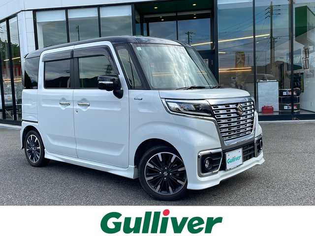スズキ スペーシア カスタム HYBRID XS ターボ 兵庫県 2019(平31)年 7.2万km ピュアホワイトパール/ブラック2トーン 社外（Panasonic）ナビ/・BT/・フルセグTV/全方位カメラ/HUD/クルーズコントロール/クリアランスソナー/パドルシフト/運転席シートヒーター/ビルトインETC/純正フロアマット/純正アルミホイール/両側パワースライドドア/純正ドアバイザー