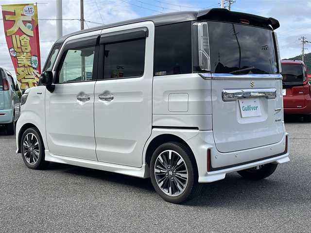 スズキ スペーシア カスタム HYBRID XS ターボ 兵庫県 2019(平31)年 7.2万km ピュアホワイトパール/ブラック2トーン 社外（Panasonic）ナビ/・BT/・フルセグTV/全方位カメラ/HUD/クルーズコントロール/クリアランスソナー/パドルシフト/運転席シートヒーター/ビルトインETC/純正フロアマット/純正アルミホイール/両側パワースライドドア/純正ドアバイザー