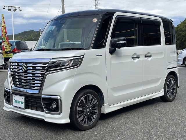 スズキ スペーシア カスタム HYBRID XS ターボ 兵庫県 2019(平31)年 7.2万km ピュアホワイトパール/ブラック2トーン 社外（Panasonic）ナビ/・BT/・フルセグTV/全方位カメラ/HUD/クルーズコントロール/クリアランスソナー/パドルシフト/運転席シートヒーター/ビルトインETC/純正フロアマット/純正アルミホイール/両側パワースライドドア/純正ドアバイザー