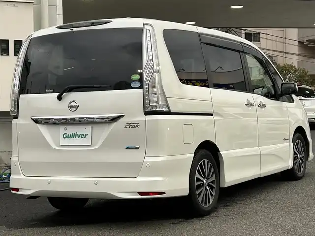日産 セレナ HWS S HV Vセレ +SeftyⅡ 静岡県 2016(平28)年 6.9万km ブリリアントホワイトパール ワンオーナー/純正SDナビ(Bluetooth/TV/FM/AM/CD/DVD)/後席モニター/横滑り防止装置/レーンキープアシスト/エマージェンシーブレーキ/踏み間違い衝突防止アシスト/オートライト/純正16インチアルミホイール/ETC/スマートキー/プッシュスタート