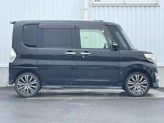 ダイハツ タント カスタム RS トップED SA 愛媛県 2015(平27)年 7.6万km ブラックマイカメタリック 社外ナビ（Bluetooth/SD/CD/DVD/ワンセグTV)/バックカメラ/両側パワースライドドア/ハーフレザーシート/ETC/社外16インチアルミホイール/純正フロアマット/純正ドアバイザー/LEDヘッドライト/フォグランプ/ABS/レーンキープアシスト/横滑り防止装置/盗難防止装置/衝突被害軽減ブレーキ/取扱説明書