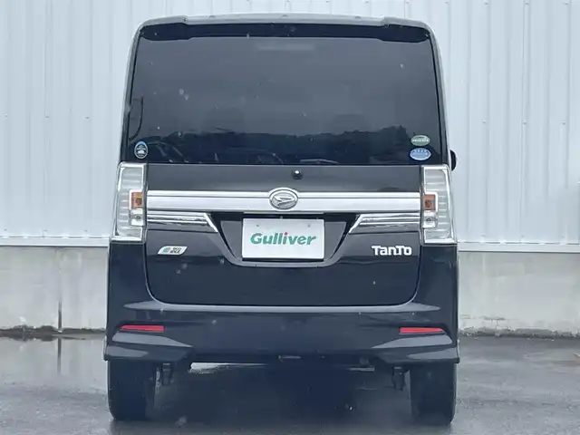 ダイハツ タント カスタム RS トップED SA 愛媛県 2015(平27)年 7.6万km ブラックマイカメタリック 社外ナビ（Bluetooth/SD/CD/DVD/ワンセグTV)/バックカメラ/両側パワースライドドア/ハーフレザーシート/ETC/社外16インチアルミホイール/純正フロアマット/純正ドアバイザー/LEDヘッドライト/フォグランプ/ABS/レーンキープアシスト/横滑り防止装置/盗難防止装置/衝突被害軽減ブレーキ/取扱説明書
