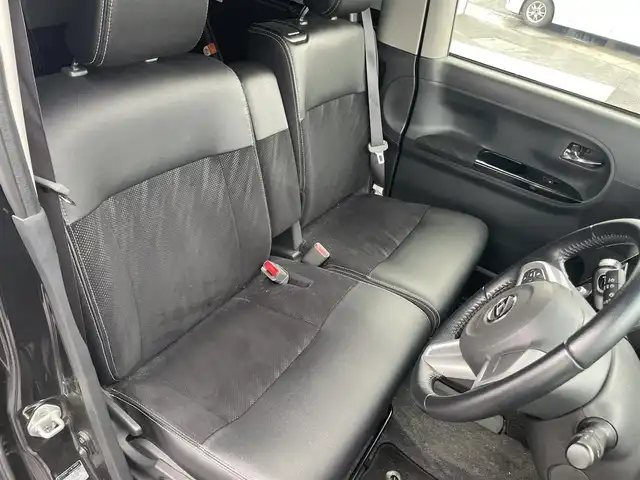 ダイハツ タント カスタム RS トップED SA 愛媛県 2015(平27)年 7.6万km ブラックマイカメタリック 社外ナビ（Bluetooth/SD/CD/DVD/ワンセグTV)/バックカメラ/両側パワースライドドア/ハーフレザーシート/ETC/社外16インチアルミホイール/純正フロアマット/純正ドアバイザー/LEDヘッドライト/フォグランプ/ABS/レーンキープアシスト/横滑り防止装置/盗難防止装置/衝突被害軽減ブレーキ/取扱説明書