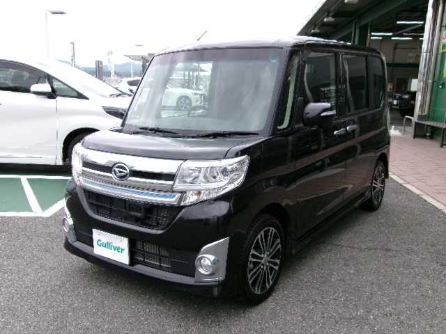 ダイハツ タント カスタム RS トップED SA 奈良県 2014(平26)年 0.8万km ブラックマイカメタリック /スマートキー/スペアキー1個有/スマートアシスト/両側パワースライドドア/LEDヘッドライト/オートライト/イクリプスメモリーナビ地デジフルセグTV/　「AVN-Z04iW」/バックカメラ/ハンドルスイッチ/革巻きステアリング/合皮ハーフレザーシート/登録時走行7338km/15インチアルミ