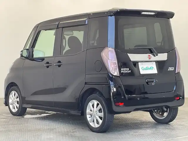 日産 デイズ ルークス ハイウェイスターX 栃木県 2018(平30)年 4万km ブラック 純正ナビ/（Bluetooth/CD/フルセグTV/AUX）/バックカメラ/フロントカメラ/サイドカメラ/全周囲カメラ/サイドエアロ/リアエアロ/ETC/両側パワースライドドア/革巻きシフトノブ/ドアバイザー/オートライト/LEDヘッドライト/横滑り防止装置/スマートキー/プッシュスタート/アイドリングストップ/電動格納ミラー/純正アルミホイール/純正フロアマット