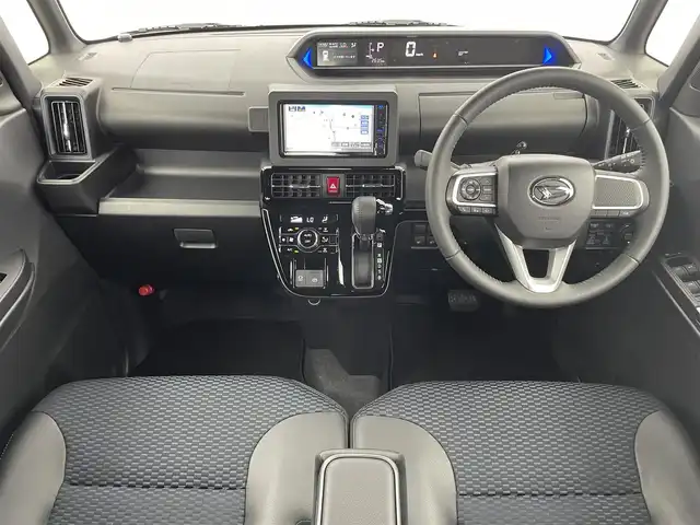 ダイハツ タント カスタム RS 富山県 2024(令6)年 0.3万km クールバイオレットクリスタルシャイン 社外ナビ（AM/FM/CD/DVD/BT）/フルセグTV/パノラマモニター/両側パワースライドドア/前席シートヒーター/衝突被害軽減ブレーキ/ハーフレザーシート/コーナーセンサー/ＬＥＤヘッドライト/オートライト/フォグランプ/電動パーキングブレーキ/オートブレーキホールド/横滑り防止装置/アイドリングストップ/純正フロアマット/プッシュスタート/保証書