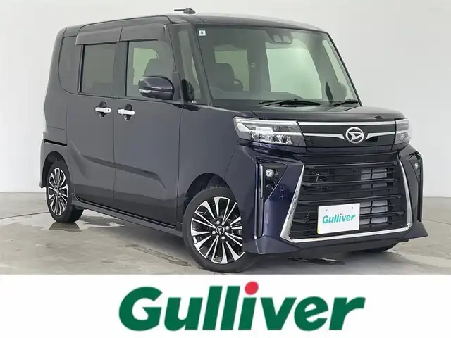 ダイハツ タント カスタム RS 富山県 2024(令6)年 0.3万km クールバイオレットクリスタルシャイン 社外ナビ（AM/FM/CD/DVD/BT）/フルセグTV/パノラマモニター/両側パワースライドドア/前席シートヒーター/衝突被害軽減ブレーキ/ハーフレザーシート/コーナーセンサー/ＬＥＤヘッドライト/オートライト/フォグランプ/電動パーキングブレーキ/オートブレーキホールド/横滑り防止装置/アイドリングストップ/純正フロアマット/プッシュスタート/保証書