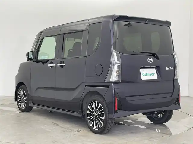 ダイハツ タント カスタム RS 富山県 2024(令6)年 0.3万km クールバイオレットクリスタルシャイン 社外ナビ（AM/FM/CD/DVD/BT）/フルセグTV/パノラマモニター/両側パワースライドドア/前席シートヒーター/衝突被害軽減ブレーキ/ハーフレザーシート/コーナーセンサー/ＬＥＤヘッドライト/オートライト/フォグランプ/電動パーキングブレーキ/オートブレーキホールド/横滑り防止装置/アイドリングストップ/純正フロアマット/プッシュスタート/保証書
