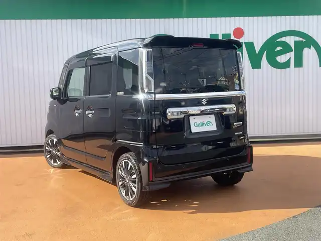 スズキ スペーシア カスタム HYBRID XS 三重県 2018(平30)年 3.8万km ブルーイッシュブラックパール3 純正ナビ/全方位モニター用カメラパッケージ/セーフティサポート/パワースライドドア（運転席側/助手席側）/LEDヘッドライト/オートライト/ボディ同色電動オート格納ドアミラー/サイドシルスポイラー/ボディ同色リアスポイラー/リアエアロバンパー/165/55R15タイヤ/　＊15インチアルミホイール/オートエアコン/シートヒーター（運転席）/キーレス/プッシュスタート