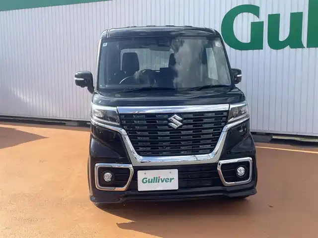 スズキ スペーシア カスタム HYBRID XS 三重県 2018(平30)年 3.8万km ブルーイッシュブラックパール3 純正ナビ/全方位モニター用カメラパッケージ/セーフティサポート/パワースライドドア（運転席側/助手席側）/LEDヘッドライト/オートライト/ボディ同色電動オート格納ドアミラー/サイドシルスポイラー/ボディ同色リアスポイラー/リアエアロバンパー/165/55R15タイヤ/　＊15インチアルミホイール/オートエアコン/シートヒーター（運転席）/キーレス/プッシュスタート