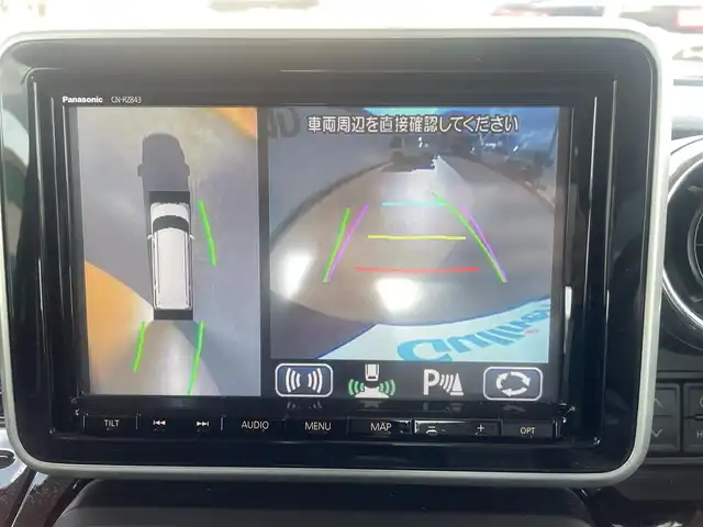 スズキ スペーシア カスタム HYBRID XS 三重県 2018(平30)年 3.8万km ブルーイッシュブラックパール3 純正ナビ/全方位モニター用カメラパッケージ/セーフティサポート/パワースライドドア（運転席側/助手席側）/LEDヘッドライト/オートライト/ボディ同色電動オート格納ドアミラー/サイドシルスポイラー/ボディ同色リアスポイラー/リアエアロバンパー/165/55R15タイヤ/　＊15インチアルミホイール/オートエアコン/シートヒーター（運転席）/キーレス/プッシュスタート