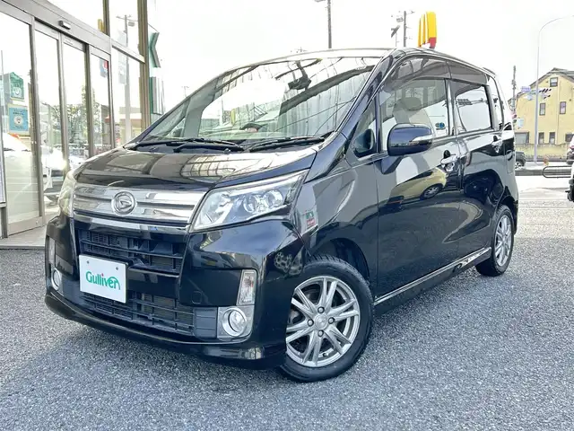 ダイハツ ムーヴ カスタム RS 埼玉県 2013(平25)年 8.4万km ブラックマイカメタリック ・ディーラー点検記録簿数年あり/・純正ナビ/・フルセグTV/・ETC/・前後ドライブレコーダー/・プッシュスタート/・スマートキー×２/・助手席下収納/・オートライト/・フォグライト/・アイドリングストップ/・電格ミラー/・ウィンカーミラー/・社外14インチAW/・