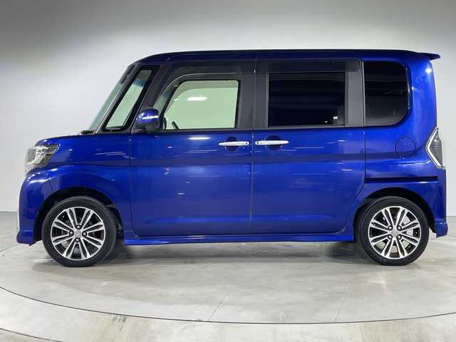 ダイハツ タント カスタム RS トップED SA Ⅲ 福岡県 2017(平29)年 7.4万km ディープブルークリスタルマイカ 禁煙車/社外メモリナビ/・CD/DVD/BT/フルセグTV/・バックモニター/スマートアシスト３/両側パワースライドドア/革巻きステアリング/・ステアリングリモコン/ETC/ハーフレザーシート/・シートヒーター（D）/アイドリングストップ/スマートキー/・スペアキー/・プッシュスタート/LEDヘッドライト/・オートライト/・フォグランプ/純正アルミホイール/純正フロアマット/純正ドアバイザー