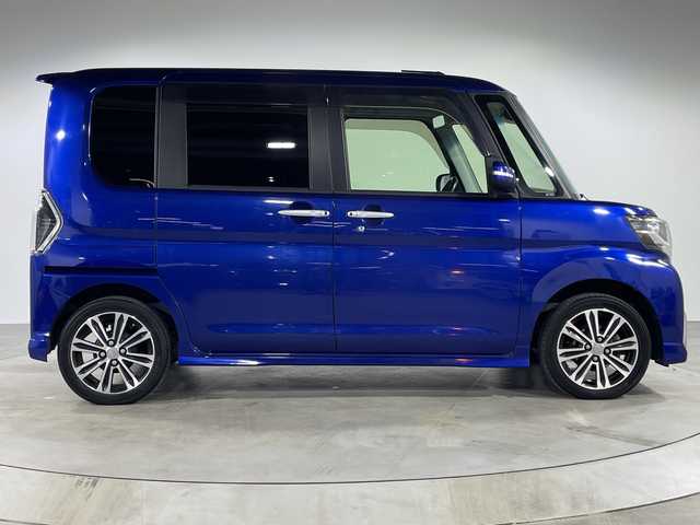 ダイハツ タント カスタム RS トップED SA Ⅲ 福岡県 2017(平29)年 7.4万km ディープブルークリスタルマイカ 禁煙車/社外メモリナビ/・CD/DVD/BT/フルセグTV/・バックモニター/スマートアシスト３/両側パワースライドドア/革巻きステアリング/・ステアリングリモコン/ETC/ハーフレザーシート/・シートヒーター（D）/アイドリングストップ/スマートキー/・スペアキー/・プッシュスタート/LEDヘッドライト/・オートライト/・フォグランプ/純正アルミホイール/純正フロアマット/純正ドアバイザー