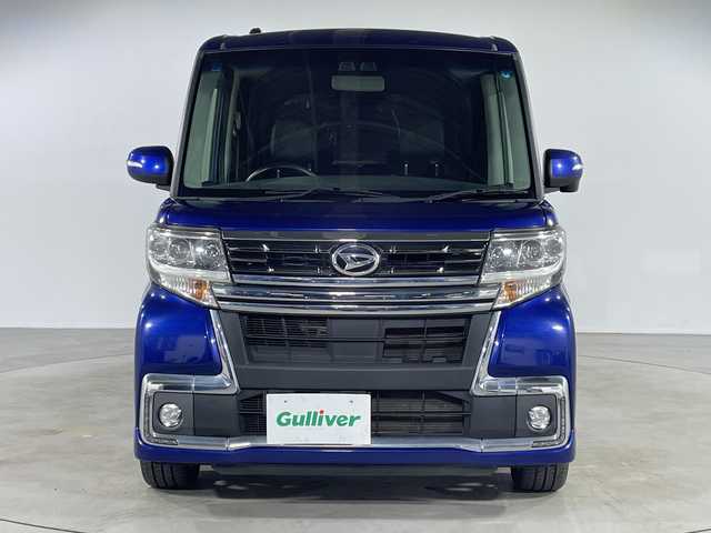 ダイハツ タント カスタム RS トップED SA Ⅲ 福岡県 2017(平29)年 7.4万km ディープブルークリスタルマイカ 禁煙車/社外メモリナビ/・CD/DVD/BT/フルセグTV/・バックモニター/スマートアシスト３/両側パワースライドドア/革巻きステアリング/・ステアリングリモコン/ETC/ハーフレザーシート/・シートヒーター（D）/アイドリングストップ/スマートキー/・スペアキー/・プッシュスタート/LEDヘッドライト/・オートライト/・フォグランプ/純正アルミホイール/純正フロアマット/純正ドアバイザー