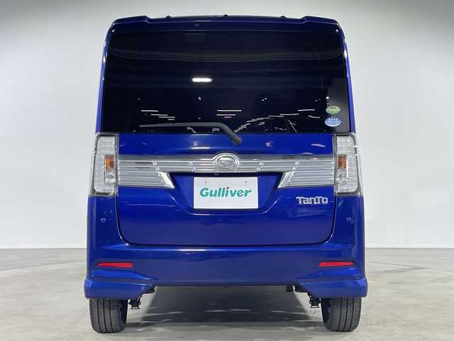 ダイハツ タント カスタム RS トップED SA Ⅲ 福岡県 2017(平29)年 7.4万km ディープブルークリスタルマイカ 禁煙車/社外メモリナビ/・CD/DVD/BT/フルセグTV/・バックモニター/スマートアシスト３/両側パワースライドドア/革巻きステアリング/・ステアリングリモコン/ETC/ハーフレザーシート/・シートヒーター（D）/アイドリングストップ/スマートキー/・スペアキー/・プッシュスタート/LEDヘッドライト/・オートライト/・フォグランプ/純正アルミホイール/純正フロアマット/純正ドアバイザー