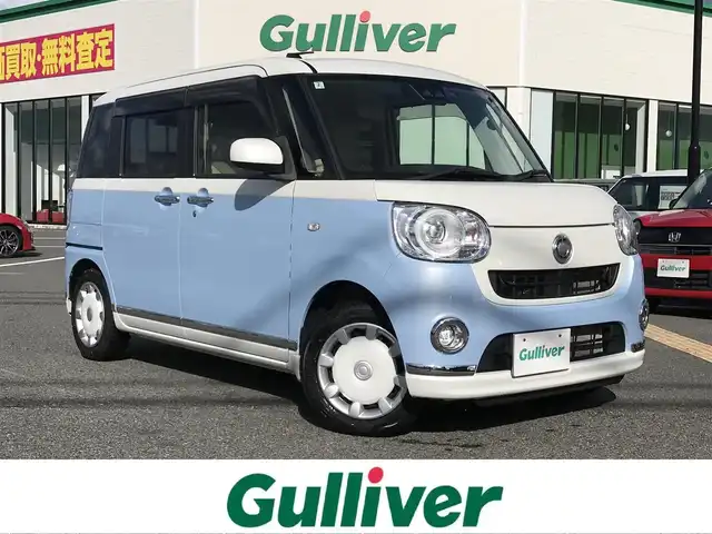 ダイハツ ムーヴ キャンバス G メイクアップ SA Ⅲ 鳥取県 2018(平30)年 2.4万km パールホワイトⅢ/シルキーブルーパール 2トーン ワンオーナー/純正ナビ/フルセグ/CD/DVD/BT/全方位カメラ/スマートアシスト/両側パワースライドドア/ドライブレコーダー・ETC/LEDヘットライト/ハイビームアシスト/プッシュエンジンスタート/アイドリングストップ/スペアキー/フロアマット・ドアバイザー/サマータイヤセット積込（/タイヤ溝４部山）