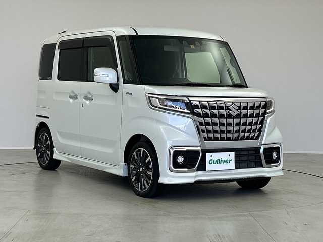 スズキ スペーシア カスタム HYBRID XS 茨城県 2023(令5)年 1.6万km ピュアホワイトP ８型ナビ　バックモニター　フルセグＴＶ　衝突軽減ブレーキ　シートヒーター　ドラレコ前後　両側電動スライドドア　アイドリングストップ　コーナーセンサー　ＨＵＤ　追従クルコン　純正１５インチアルミホイール