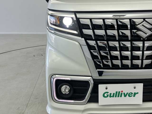 スズキ スペーシア カスタム HYBRID XS 茨城県 2023(令5)年 1.6万km ピュアホワイトP ８型ナビ　バックモニター　フルセグＴＶ　衝突軽減ブレーキ　シートヒーター　ドラレコ前後　両側電動スライドドア　アイドリングストップ　コーナーセンサー　ＨＵＤ　追従クルコン　純正１５インチアルミホイール