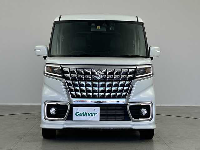 スズキ スペーシア カスタム HYBRID XS 茨城県 2023(令5)年 1.6万km ピュアホワイトP ８型ナビ　バックモニター　フルセグＴＶ　衝突軽減ブレーキ　シートヒーター　ドラレコ前後　両側電動スライドドア　アイドリングストップ　コーナーセンサー　ＨＵＤ　追従クルコン　純正１５インチアルミホイール