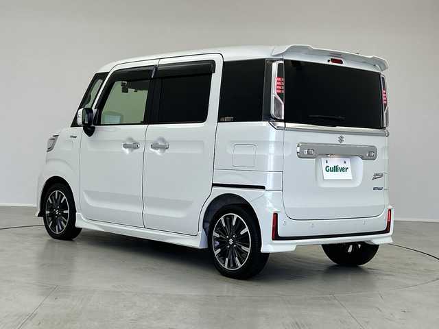 スズキ スペーシア カスタム HYBRID XS 茨城県 2023(令5)年 1.6万km ピュアホワイトP ８型ナビ　バックモニター　フルセグＴＶ　衝突軽減ブレーキ　シートヒーター　ドラレコ前後　両側電動スライドドア　アイドリングストップ　コーナーセンサー　ＨＵＤ　追従クルコン　純正１５インチアルミホイール