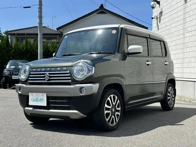 スズキ ハスラー Jスタイル Ⅱ 山形県 2017(平29)年 8.7万km クールカーキパールメタリック/ホワイト2トーンルーフ 禁煙車/4WD/9型フローティングナビ/・フルセグTV/AM/FM/CD/DVD/Bluetooth/アイドリングストップ/衝突被害軽減ブレーキ/車線逸脱警報/横滑り防止装置/盗難防止装置/LEDヘッドライト/オートライト/フロントフォグランプ/ハーフレザーシート/シートヒーター（D/N席）/純正フロアマット/純正ドアバイザー/ETC