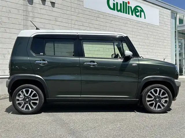 スズキ ハスラー Jスタイル Ⅱ 山形県 2017(平29)年 8.7万km クールカーキパールメタリック/ホワイト2トーンルーフ 禁煙車/4WD/9型フローティングナビ/・フルセグTV/AM/FM/CD/DVD/Bluetooth/アイドリングストップ/衝突被害軽減ブレーキ/車線逸脱警報/横滑り防止装置/盗難防止装置/LEDヘッドライト/オートライト/フロントフォグランプ/ハーフレザーシート/シートヒーター（D/N席）/純正フロアマット/純正ドアバイザー/ETC