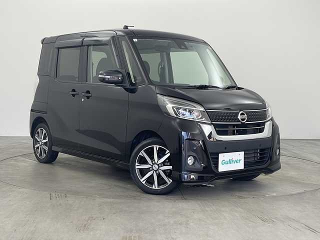 日産 デイズ ルークス ハイウェイスター Gターボ 兵庫県 2019(平31)年 6.5万km ブラック ・純正ナビ/TV/CD/DVD/BT/SD/・全方位カメラ/・エマージェンシーブレーキ/・車線逸脱警報/・オートマチックハイビーム/・前後踏み間違い防止装置/・両側パワースライドドア/・純正ドライブレコーダー/・クルーズコントロール/・後席サンシェード/・後席サーキュレーター/・スマートキー/・プッシュスタート/・スペアキー/・ETC/・アイドリングストップ/・LEDオートライト/・フォグランプ/・純正14インチアルミホイール/・nanoe