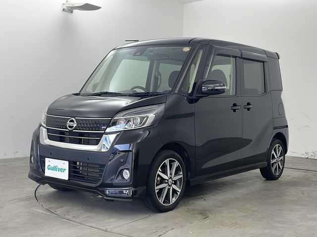 日産 デイズ ルークス ハイウェイスター Gターボ 兵庫県 2019(平31)年 6.5万km ブラック ・純正ナビ/TV/CD/DVD/BT/SD/・全方位カメラ/・エマージェンシーブレーキ/・車線逸脱警報/・オートマチックハイビーム/・前後踏み間違い防止装置/・両側パワースライドドア/・純正ドライブレコーダー/・クルーズコントロール/・後席サンシェード/・後席サーキュレーター/・スマートキー/・プッシュスタート/・スペアキー/・ETC/・アイドリングストップ/・LEDオートライト/・フォグランプ/・純正14インチアルミホイール/・nanoe