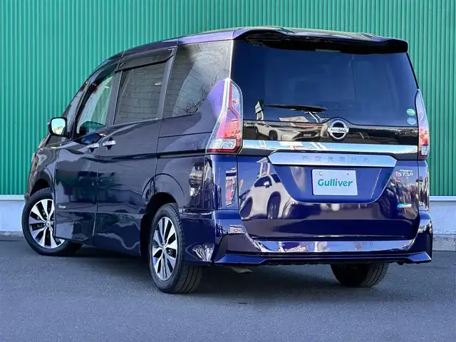 日産 セレナ ハイウェイスター 宮城県 2017(平29)年 8.1万km アズライトブルー LEDヘッドランプ/快適パック/ハンズフリーパワースライドドア（両側）/16インチアルミホイール/セーフティパックB/＝＝＝/エマージェンシーブレーキ/車線逸脱警報/純正フリップダウンモニター/純正9インチナビ（MM517D-L）/・CD/DVD/・Blu-ray/・Bluetooth/・フルセグTV/ドライブレコーダー/ビルトインETC/革巻きステアリング/ステアリングスイッチ/フォグランプ/オートライト/スマートキー＆プッシュスタート/スペアキー1本/電動格納ミラー/純正フロアマット/純正ドアバイザー