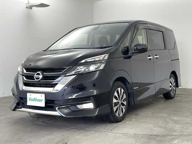 日産 セレナ ハイウェイスター G 兵庫県 2017(平29)年 6.3万km ダイヤモンドブラック ・純正8インチナビ/Bluetooth/CD/DVD/TV/SD/・バックカメラ/・エマージェンシーブレーキ/・両側パワースライドドア/・タッチフリースライドドア/・LEDオートライト/・社外フロアマット/・クルーズコントロール/・前後ドライブレコーダー/・ビルトインETC/・純正16インチアルミホイール/・スマートキー/・アイドリングストップ/・Wエアバッグ