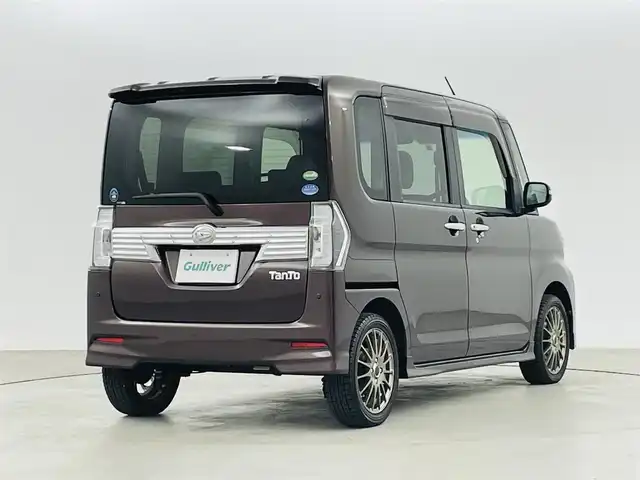 ダイハツ タント カスタム RS トップED SAⅡ 福島県 2016(平28)年 11.7万km プラムブラウンクリスタルマイカ スマートアシストII　/・車線逸脱警報/・コーナーセンサー/・衝突被害軽減ブレーキ/ＳＤナビ　/【AM/FM/DVD/CD/Bluetooth/フルセグ】/型番:NX615W/バックカメラ　/ＥＴＣ　/両側パワースライドドア　/ハーフレザーシート　/プッシュスタート　/・スマートキー　/・スペアキー/ＬＥＤライト　/・オートライ　/・フォグライト　/純正フロアマット　/純正ドアバイザー/横滑り防止装置/・アイドリングストップ/保証書/・取扱説明書/・ナビ取扱説明書