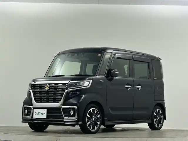 スズキ スペーシア カスタム HYBRID XS ターボ 埼玉県 2020(令2)年 4.6万km ブルーイッシュブラックパール3 禁煙　純正８型ナビ　両側電動スライドドア　全方位カメラ　シートヒーター　ＥＴＣ　ドライブレコーダー　ＬＥＤヘッドライト　ＨＵＤ　レーダークルーズコントロール　ＭＴモード付ＡＴ　Ｂｌｕｅｔｏｏｔｈ　フルセグTV　オートハイビーム