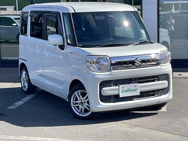 スズキ スペーシア HYBRID X 道東・釧路十勝 2018(平30)年 6.4万km ピュアホワイトP ・４WD/・社外メモリナビ/（CD・DVD・BT・フルセグ・SD・USB・ラジオ）/・テレビキャンセラー/・ヘッドアップディスプレイ/・全周囲カメラ/・両側パワースライドドア/・前席シートヒーター/・スズキセーフティサポート/・衝突被害軽減ブレーキ/・横滑り防止装置/・後方コーナーセンサー/・リアサーキュレーター/・ステアリングスイッチ/・アイドリングストップ/・スマートキー/・プッシュスタート/・社外１４インチアルミホイール