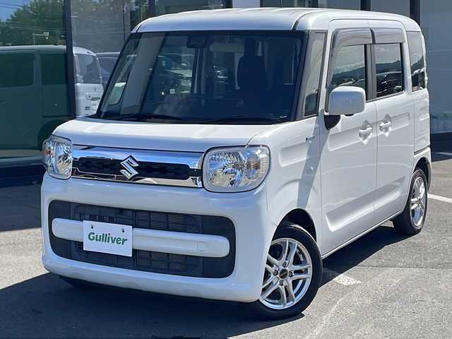 スズキ スペーシア HYBRID X 道東・釧路十勝 2018(平30)年 6.4万km ピュアホワイトP ・４WD/・社外メモリナビ/（CD・DVD・BT・フルセグ・SD・USB・ラジオ）/・テレビキャンセラー/・ヘッドアップディスプレイ/・全周囲カメラ/・両側パワースライドドア/・前席シートヒーター/・スズキセーフティサポート/・衝突被害軽減ブレーキ/・横滑り防止装置/・後方コーナーセンサー/・リアサーキュレーター/・ステアリングスイッチ/・アイドリングストップ/・スマートキー/・プッシュスタート/・社外１４インチアルミホイール