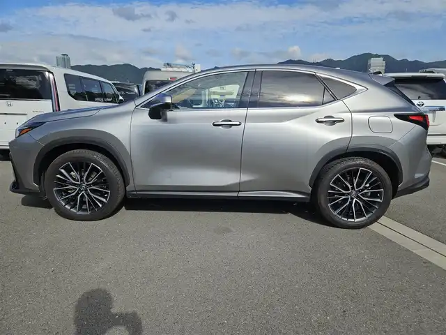 レクサス ＮＸ 350h バージョンL 宮崎県 2022(令4)年 3.8万km ソニックチタニウム ムーンルーフ/純正14型ナビ/フルセグTV/ハンズフリーパワーバックドア/パノラミックビューモニター/ビルトインETC2.0/ドライブレコーダー/レーダークルーズコントロール/コーナーセンサー/衝突被害軽減ブレーキ/車線逸脱防止支援システム/標識認識システム/発進遅れ告知システム/アダプティブハイビームシステム/ブラインドスポットモニター/3眼LEDヘッドランプ/革巻きステアリング/ステアリングヒーター/パドルシフト/ヘーゼルカラー革シート/全席シートヒーター/前席パワーシート/運転席ポジションメモリー/純正20インチアルミホイール/スマートエントリー/スタートシステム/禁煙車
