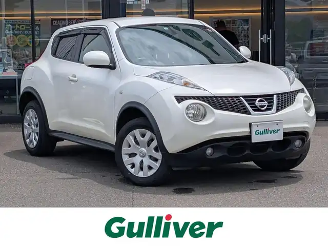 日産 ジューク 15RX タイプV 福井県 2012(平24)年 12.1万km ブリリアントホワイトパール キセノンヘッドライト/Fフォグ/ETC/バックカメラ/パナソニック7インチHDDナビ（CD/DVD/BT/iPod）/フルセグテレビ/盗難防止装置/ダブルエアバッグ/純正フロアマット/保証書・取説/スマートキー/純正ホイルキャップ