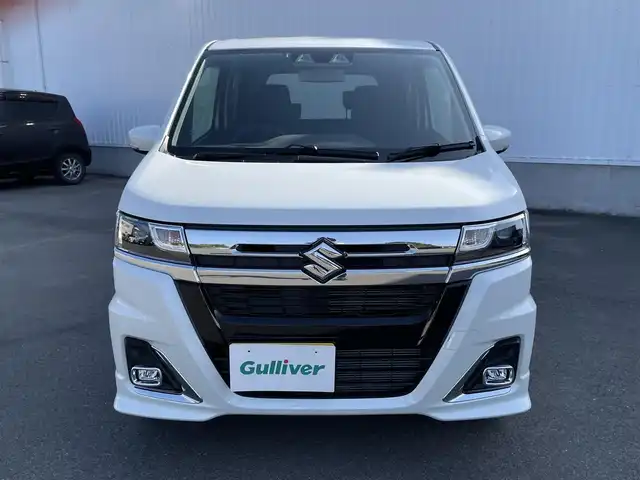 スズキ ワゴンＲ カスタムＺ HYBRID ZT 愛媛県 2023(令5)年 1.9万km ピュアホワイトP セーフティサポート/デュアルカメラブレーキサポート/後退時ブレーキサポート/車線逸脱警報/アダプティブクルーズコントロール/前後誤発進抑制機能/純正8インチナビ/　CD/DVD/Bluetooth/フルセグTV/バックカメラ/ビルトインETC/D席シートヒーター/LEDヘッドライト/純正15インチAW/革巻きステアリング/パドルシフト/プッシュスタート/ドアバイザー/ブルーミラー/フロントフォグ/フロアマット/スペアキー×1/保証書/取説書