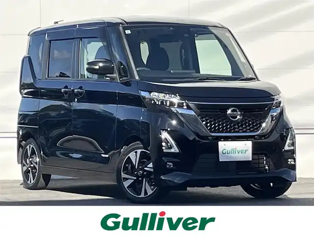 日産 ルークス ハイウェイスター Gターボ 佐賀県 2021(令3)年 3.9万km ブラック ターボ/エマージェンシーブレーキ/ソナー/純正ナビ/・フルセグTV/BT/CD/インナーミラー型アラウンドビューモニター/純正15インチAW/片側パワースライドドア/LEDヘッドライト/フォグランプ/オートマチックハイビーム/オートライト/純正前後ドライブレコーダー(DH5-D)/リアサーキュレーター/プッシュスタート/ETC/スペアキー×１/保証書