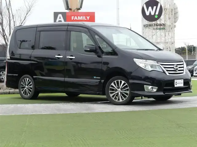 日産 セレナ ハイウェイスター Sハイブリッド 千葉県 2014(平26)年 10.8万km ダイヤモンドブラック 左パワースライドドア/右イージークローザードア/純正SDナビ/地デジTV/【DVD/CD再生機能　Bluetooth接続】/バックカメラ/フリップダウンモニター/クルーズコントロール/アイドリングストップ/ETC/社外LEDヘッドライト/フォグライト/ウインカーミラー/純正16インチアルミホイル/インテリジェントキー