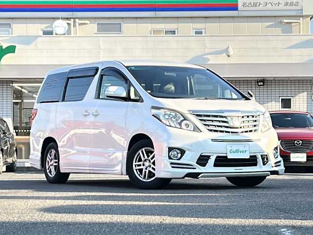 トヨタ アルファード 240S 道央・札幌 2012(平24)年 12万km ホワイトパールクリスタルシャイン /禁煙ワンオーナー//ディーラーナビ(NHZN-X61G 76050)//ワンセグTV/BT/USB/SD/CD/DVD//バックカメラ//ETC//社外エアロ//両側パワースライドドア//横滑り防止装置//シートリフター//オートライト//電動格納ミラー//ナノイー搭載エアコン//純正フロアマット//ドアバイザー//ステアリングスイッチ//革巻きコンビステアリング//プッシュスタート//クリアランスソナー//木目調パネル//革調シート(Clazzo S)//オットマン付きキャプテンシート//ECO MODE//後席ムードイルミネ//ドアカーテシランプ//フォグランプ//純正アルミ＋サマータイヤ付き(215/65/R16)//取扱説明書