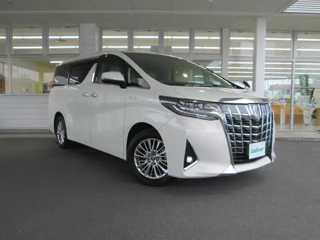 トヨタ アルファードハイブリット G 千葉県 2018(平30)年 9.4万km ラグジュアリーホワイトパールクリスタルシャインガラスフレーク 純正10型ナビ、フルセグTV(走行中視聴可)/バックカメラ/純正オーディオ【DVD/CD/BT/SD】/純正12.1型後席フリップダウンモニター/Toyota Safety Sense/ツインムーンルーフ/ベージュ本革シート/両側パワースライドドア/パワーバックドア/LEDヘッドライト&LEDフォグランプ/レーダークルーズコントロール/レーンキープアシスト/クリアランスソナー/運転席メモリ機能付き前席パワーシート/前席シートヒーター&エアシート/ナビ連動ステアリングスイッチ付きウッドコンビステアリング/純正前方ドライブレコーダー/スペアタイヤ/ビルトインETC2.0/スペアキー/取扱説明書/ナビ取扱説明書/新車時保証書/整備記録簿(R1/2/3/4/5/6)