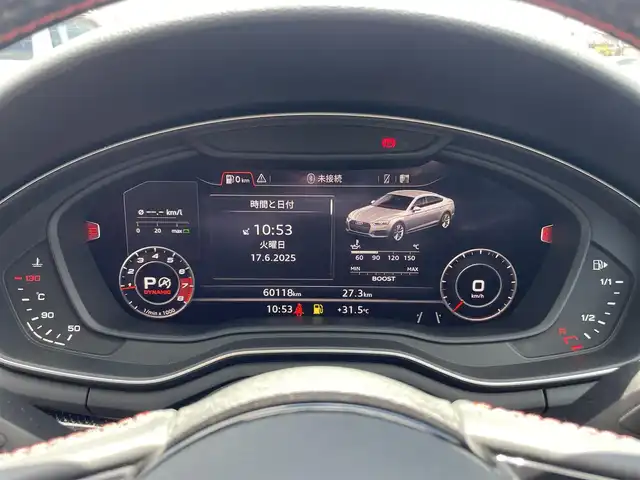 アウディ Ｓ５ スポーツバック 広島県 2020(令2)年 6.1万km マンハッタングレーメタリック 車検満了 令和9年6月/純正ナビ/（Bluetooth、CD、DVD、フルセグTV）/全方位カメラ/前後ドライブレコーダー/ETC/ブラック塗装ブレーキキャリパー/純正19インチAW/赤レザーシート/・シートヒーター/・エアシート/・パワーシート/衝突被害軽減ブレーキ/クルーズコントロール/コーナーセンサー/LEDヘッドライト/オートライト/オートマチックハイビーム/プッシュスタート/パーキングアシスト/取扱説明書/保証書