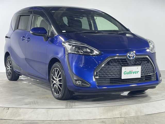 トヨタ シエンタ ハイブリッド G クエロ 福岡県 2021(令3)年 2.6万km ダークブルーマイカM 社外SDナビゲーション/フルセグテレビ/バックカメラ/両側パワースライドドア/コーナーセンサー/ETC/社外15インチアルミホイール/LEDヘッドライト/革巻きステアリング/ナノイー/マフラーカッター/オートドアミラー/コーナーセンサー