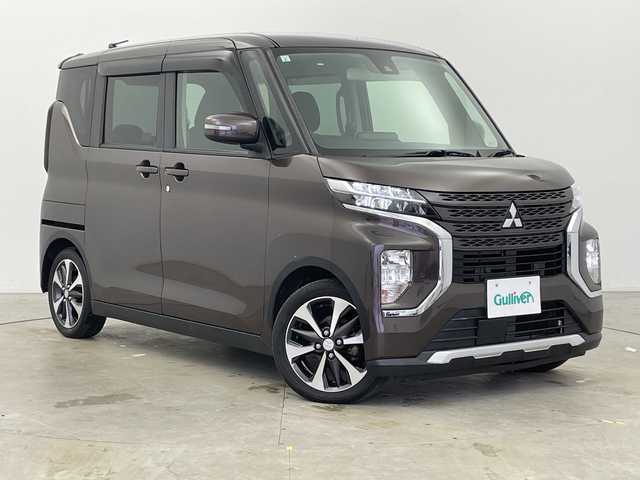 三菱 ｅＫクロススペース G 富山県 2021(令3)年 4.6万km オークブラウンメタリック ワンオーナー/純正9インチナビ【MM320D-LM】/(AM/FM/CD/DVD/SD/AUX/BT)/フルセグTV/バックカメラ/片側パワースライドドア（ハンズフリー機能付き）/衝突被害軽減ブレーキ/レーンキープアシスト/コーナーセンサー前後/オートLEDヘッドライト/ダウンヒルアシストコントロール/前席シートヒーター/スマートキー/プッシュスタート/アイドリングストップ/純正フロアマット/保証書